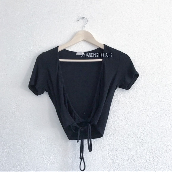 Brandy Melville Chandler black wrap top - Picture 2 of 4
